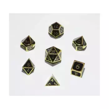 Поли-набор Золотой с черным (7), Dwarven Metal Dice