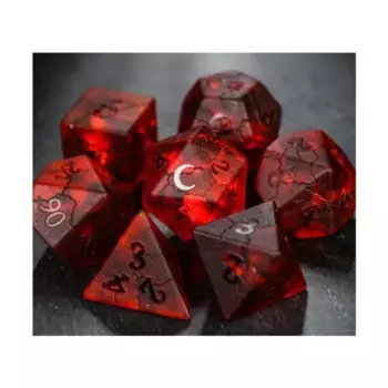 Поли установил поднятое красное стекло молнии (7), Gemstone Dice (Crystal Maggie)