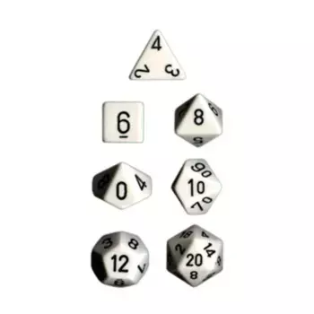 Полиэфирный комплект Белый с черным (7), Dice - Opaque - Poly Sets (Chessex)
