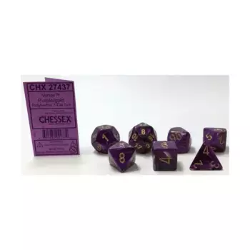 Полиэфирный комплект фиолетовый с золотом (7), Dice - Vortex - Poly Sets (Chessex)
