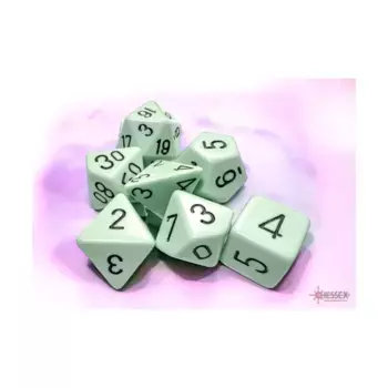 Полиэфирный комплект Зеленый с черным (7), Dice - Opaque Pastel (Chessex)