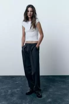 Полиамидная футболка ZARA, белый