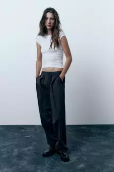 Полиамидная футболка ZARA, белый