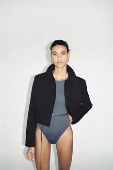 Полиамидный боди ZARA, угольно-серый