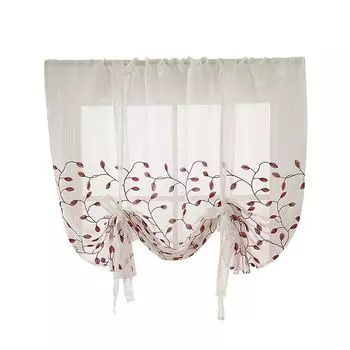 Полиэстер с цветочным принтом, кухонная короткая занавеска, занавеска на окно, драпировка для домашнего декора, кофе, размеры: S Stuttg, красный