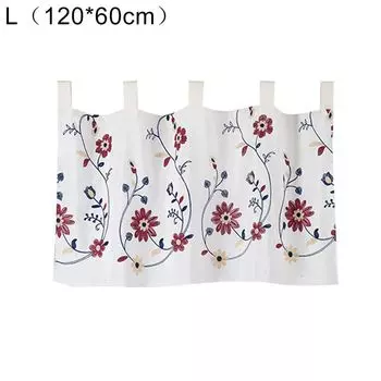 Полиэстер с цветочным принтом, кухонная короткая занавеска, занавеска на окно, драпировка для домашнего декора-кофе, размеры: L Stuttg, красный