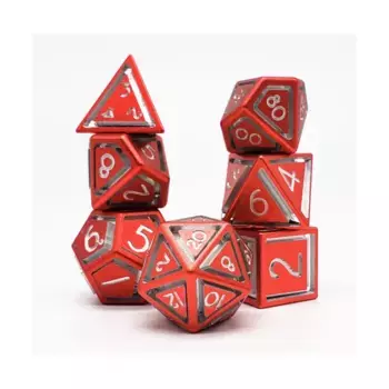 Полиэтиленовый комплект с одинарной клеткой - красный (7), Aluminium Caged Dice