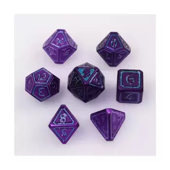 Полигональный набор Гильдии магов - Колдовство (7), Metal Poly Dice Sets (Die Hard Dice)
