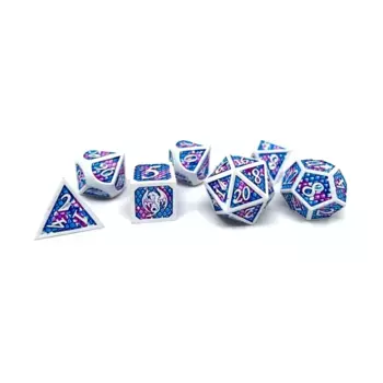 Полигональный набор из чешуи дракона — королевский с каймой (7), Dice - Metal 7 Piece Poly Sets (Easy Roller Dice)