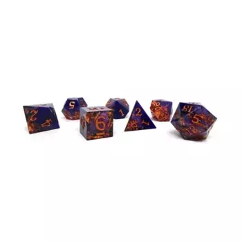 Поликомплект — фиолетовый звездный свет (7), Dice - Sharp Edge Resin (Easy Roller Dice)