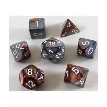 Поликомплект из меди и стали с белым (7), Dice - Gemini - Poly Sets (Chessex)