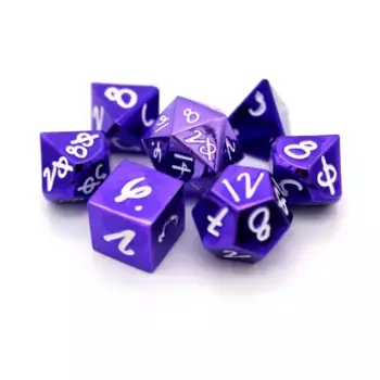 Поликомплект «Магическая рука Абрии» — Wee Lads, фиолетовый с белым (7), Wood and Metal Dice (Dice Envy)