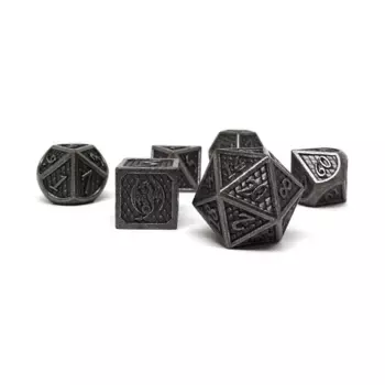 Полимерный набор «Чешуйка дракона» — серебро с окантовкой (7), Dice - Metal 7 Piece Poly Sets (Easy Roller Dice)