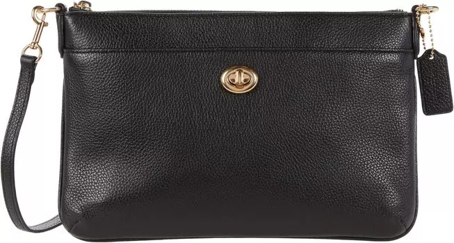 Полированная сумка через плечо Polly из гальки COACH, цвет GD/Black