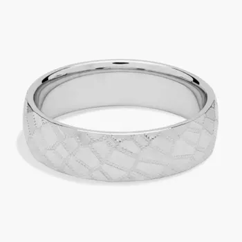 Полированное обручальное кольцо с мозаикой из 14-каратного белого золота (6 мм) Blue Nile