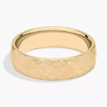 Полированное обручальное кольцо с мозаикой из 14-каратного желтого золота (6 мм) Blue Nile