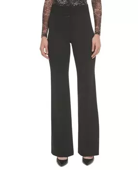 Полированные широкие брюки с высокой талией DKNY, черный