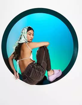 Полисатиновый платок среднего размера в шахматную клетку ASOS DESIGN Circular Design в мульти-цвете - MULTI