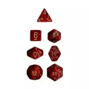 Полисетка бордового цвета с золотом (7), Dice - Vortex - Poly Sets (Chessex)