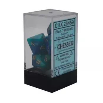 Полисетка синего и бирюзового цвета с золотом (7), Dice - Gemini - Poly Sets (Chessex)