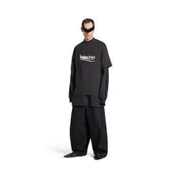 Политическая футболка с трафаретом, средний размер BALENCIAGA, черный/белый