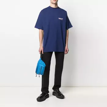 Политическая кампания Футболка свободного покроя Темно-синяя/Мульти Balenciaga, темно-синий