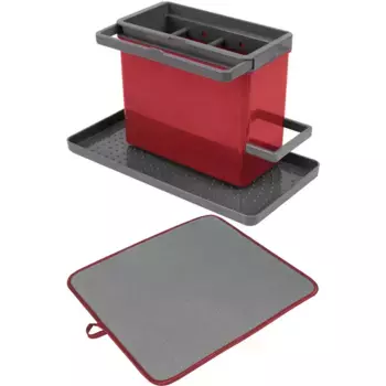 Полка для посуды Metaltex, (комплект, 2 шт.), красный/серый