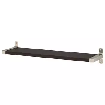Полка настенная, коричнево-черный/никелированный, 80x20 см, BERGSHULT / GRANHULT IKEA