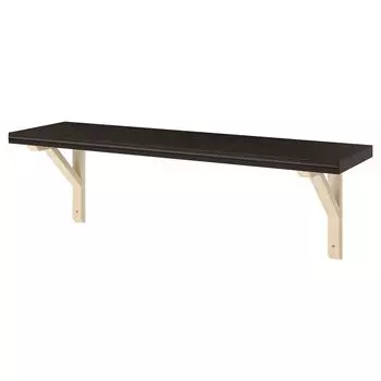 Полка настенная, коричнево-черный/осина, 80х20 см, BERGSHULT / SANDSHULT IKEA