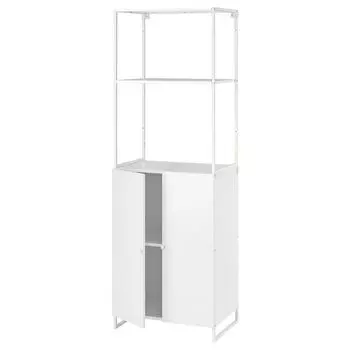 Полка с дверцами, для дома/сада/белая, 61x44x180 см, JOSTEIN IKEA