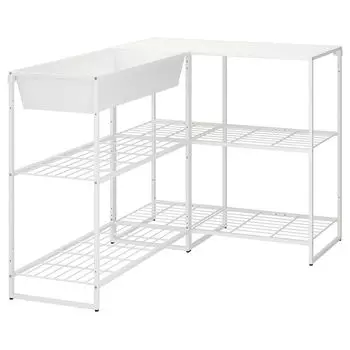 Полка с контейнером, для дома/сада/белая, 122х102х90 см, JOSTEIN IKEA