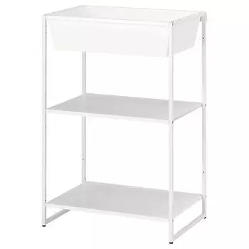 Полка с контейнером, для дома/снаружи/белый металл, 61x40x90 см, JOSTEIN IKEA