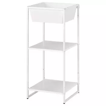Полка с контейнером, для дома/снаружи/белый металл, 41х40х90 см, JOSTEIN IKEA