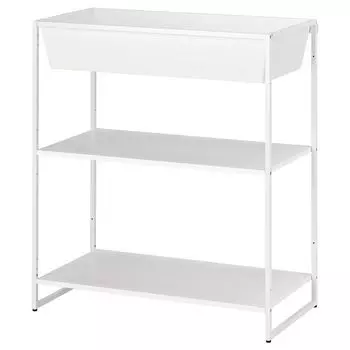 Полка с контейнером, для дома/снаружи/белый металл, 81х40х90 см, JOSTEIN IKEA