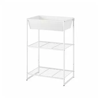 Полка с контейнером, для дома/снаружи/проволока белая, 61х40х90 см, JOSTEIN IKEA