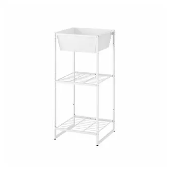 Полка с контейнером, для дома/снаружи/проволока белая, 41x40x90 см, JOSTEIN IKEA