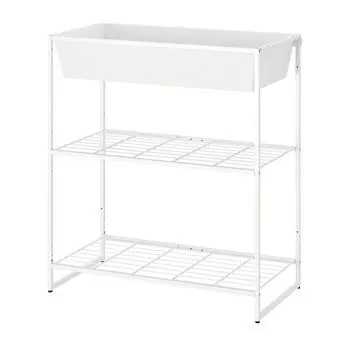 Полка с контейнером, для дома/снаружи/проволока белая, 81x40x90 см, JOSTEIN IKEA