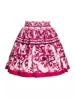 Полная мини-юбка с принтом Maiolica DOLCE&GABBANA