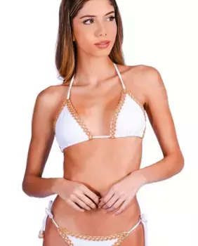 Полное бикини с треугольным бюстгальтером и трусиками-бантиками Despi, белый