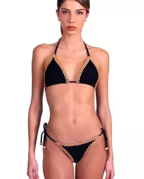 Полное бикини с треугольным бюстгальтером и трусиками-бантиками Despi, черный