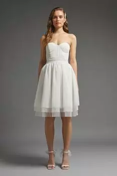 Полное мини-платье с корсетом и бантом на спине Coast, белый