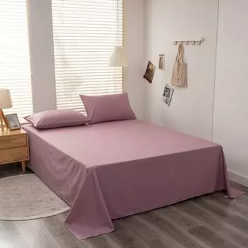 Полноразмерная хлопковая простыня, дышащая и приятная для кожи простыня для сна, без наволочек (245x250 см, фиолетовая) CANDeal