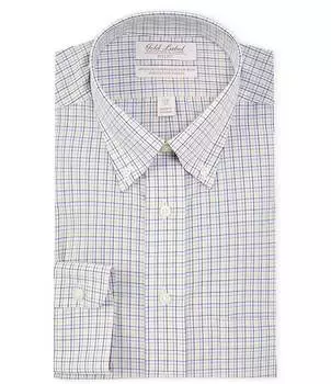 Полноразмерная классическая рубашка в клетку с воротником на пуговицах и воротником на пуговицах Gold Label Big & Tall Roundtree & Yorke, желтый