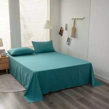 Полноразмерные хлопковые простыни, дышащие и приятные для кожи простыни для сна, без наволочек (200x230 см, Blue Lake) CANDeal