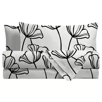 Полноразмерный комплект постельного белья чистого хлопка с современным принтом Amo Lacasa, черный