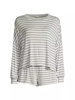 Полностью американский пижамный комплект из 2 предметов в полоску из джерси Honeydew Intimates, слоновая кость
