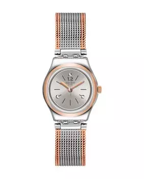 Полностью серебряные часы-куртка с серым ремешком из нержавеющей стали Swatch, серый