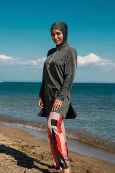 Полностью закрытый купальник цвета хаки с парашютом из 4 предметов M2279 Marina