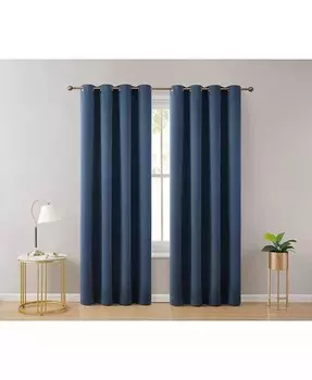 Полнозатененные плотные шторы Laurance — теплоизоляционные светоблокирующие шторы для домашнего кинотеатра с люверсами, оконные драпировки, шторы для подвала, набор из 2 шт HLC.me, синий