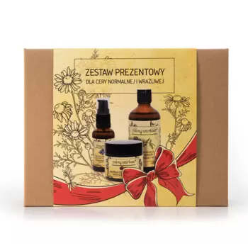 Polny Warkocz подарочный набор: успокаивающая мазь, 50 мл + успокаивающая эссенция для лица, 100 мл + очищающий концентрат с льняным маслом, 30 мл